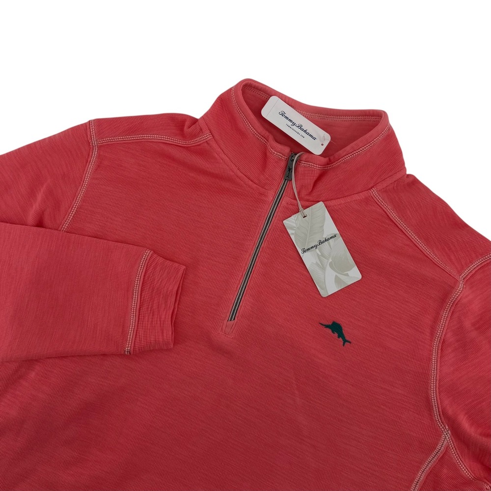 Tommy Bahama Tobago Bay Half Zip Pullover Dubarry‎ Coral Mens XL T220818 NEW